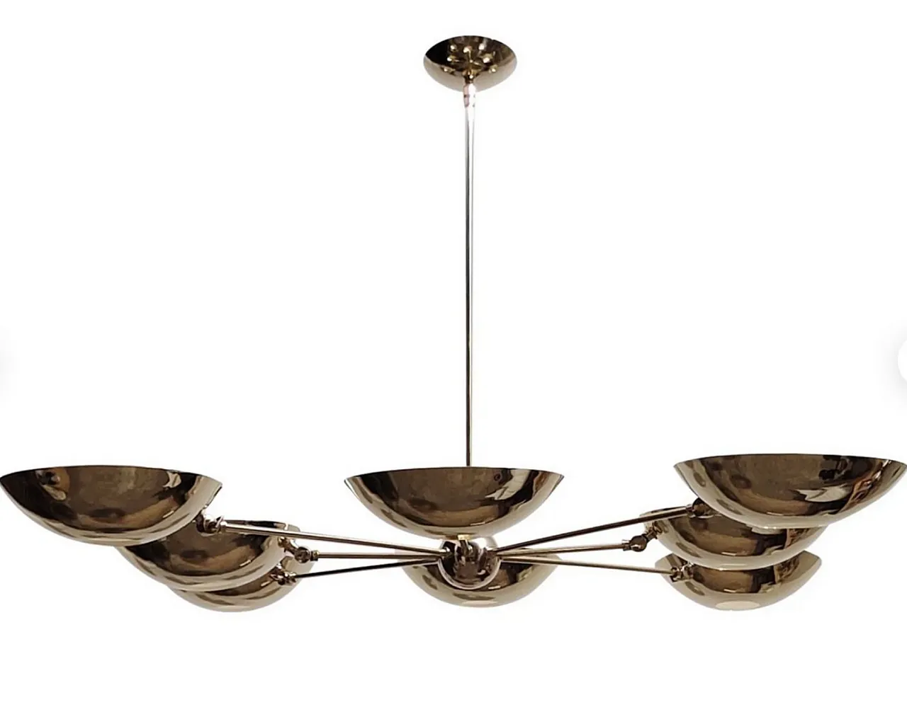 Brass chandelier with 8 adjustable dishes, 70s 3