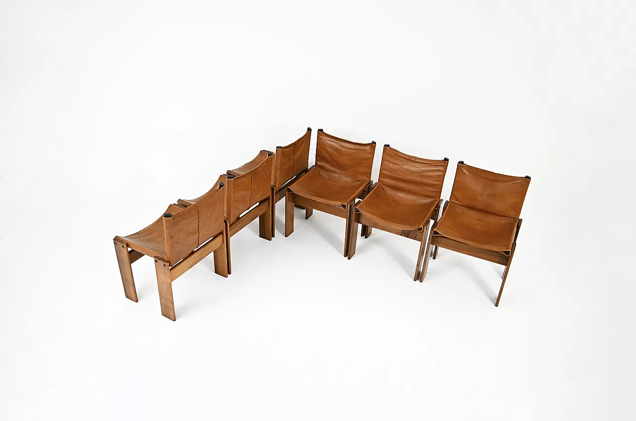 Monk Dining Chairs by Afra & Tobia Scarpa for Molteni, 1970s, Set of 6 2