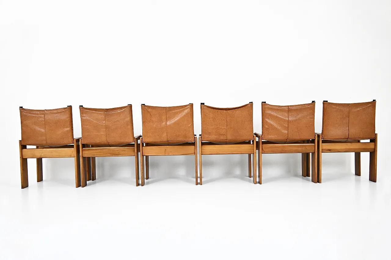 Monk Dining Chairs by Afra & Tobia Scarpa for Molteni, 1970s, Set of 6 5