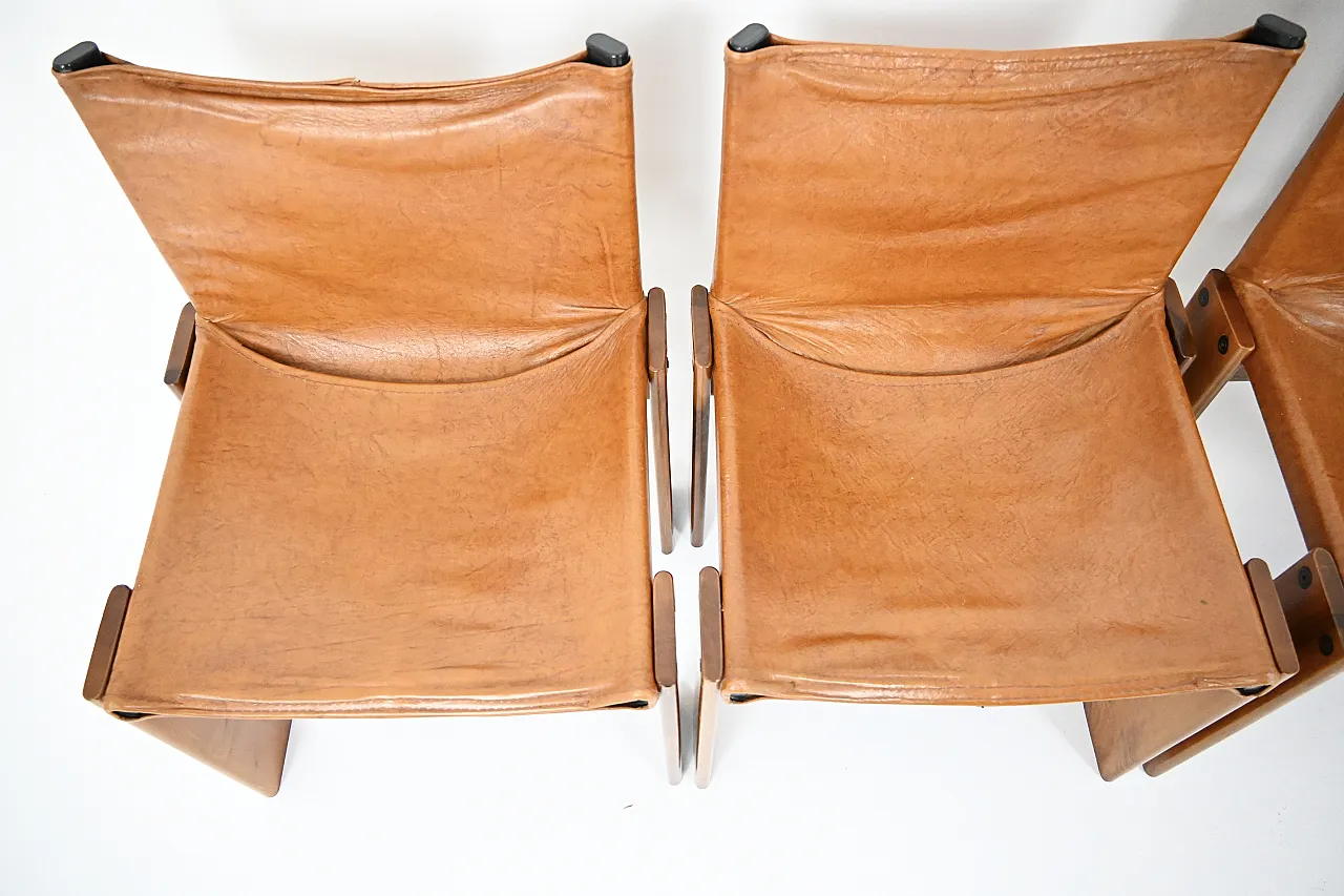 Monk Dining Chairs by Afra & Tobia Scarpa for Molteni, 1970s, Set of 6 8