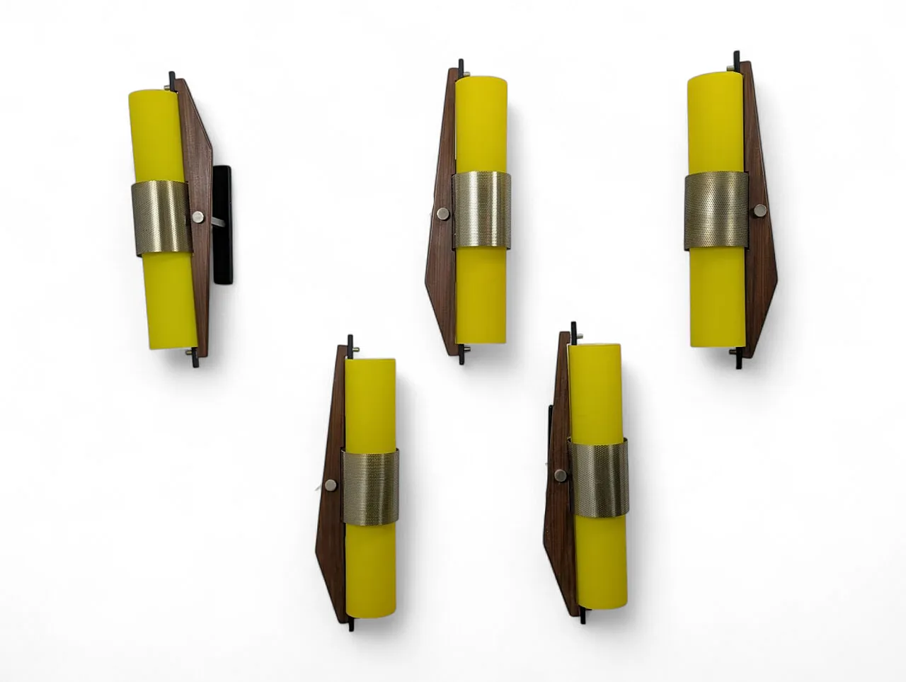 5 applique in vetro giallo di Oma Padova, anni '60 1