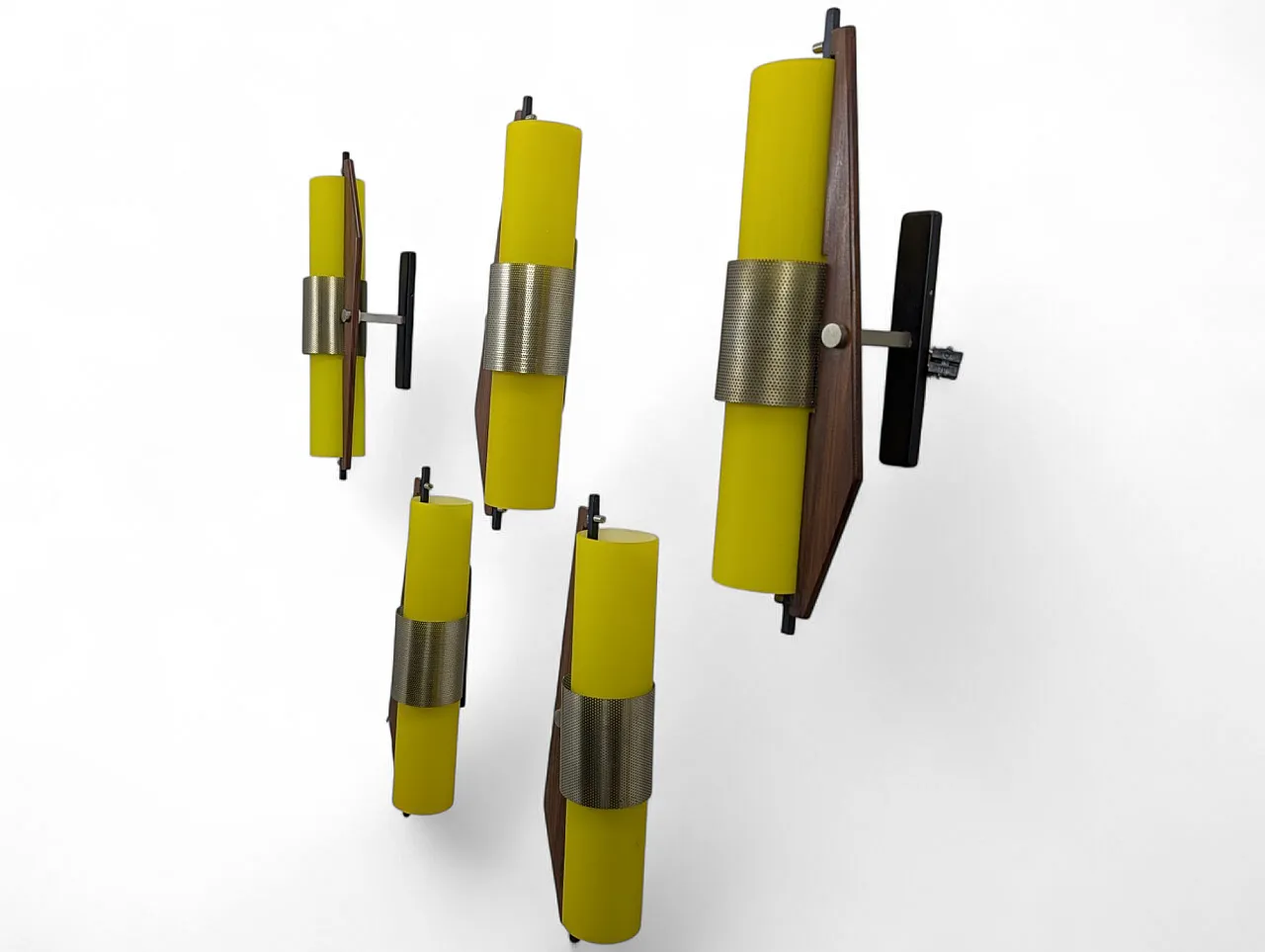 5 applique in vetro giallo di Oma Padova, anni '60 2