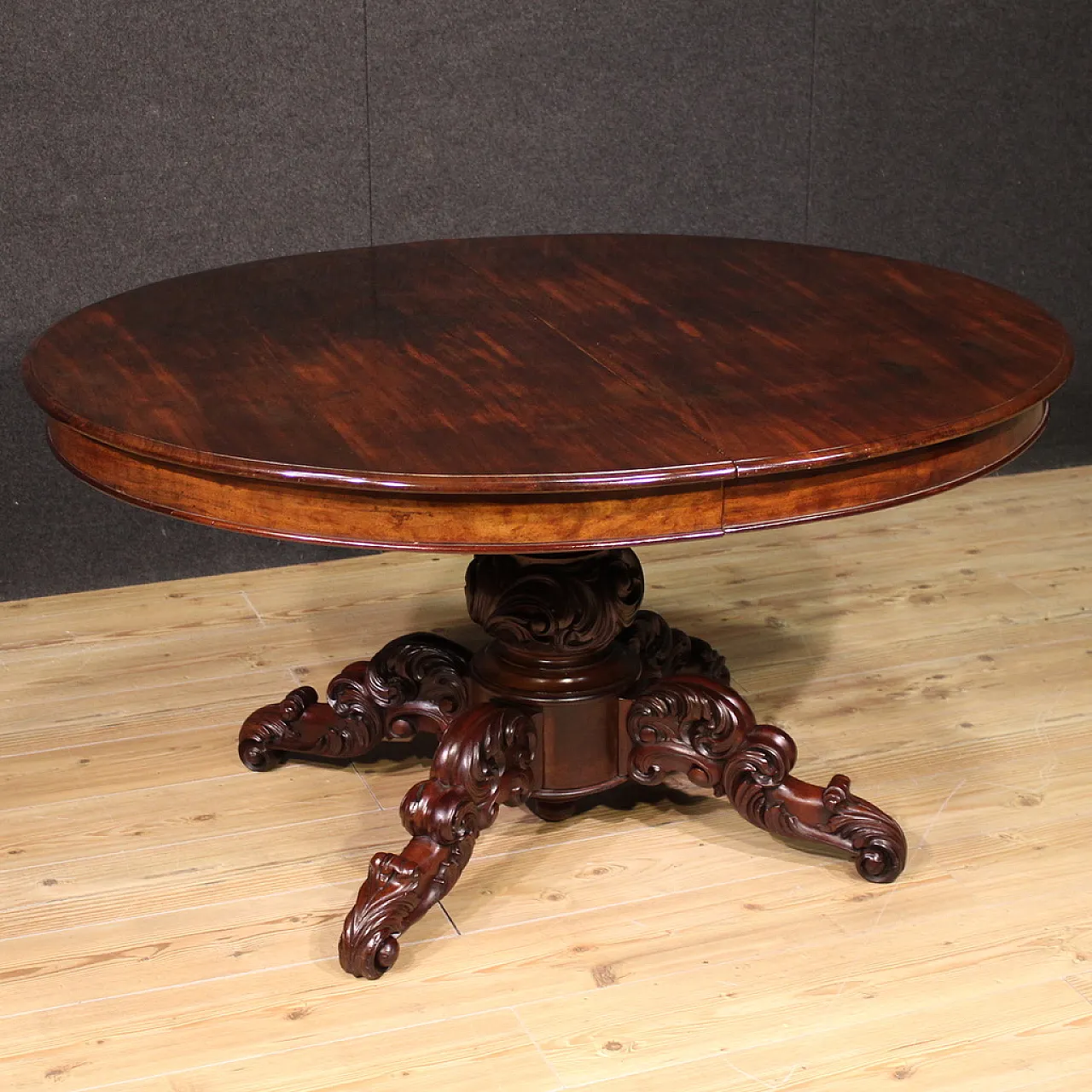 Extendable round table in mahogany wood, '800 1