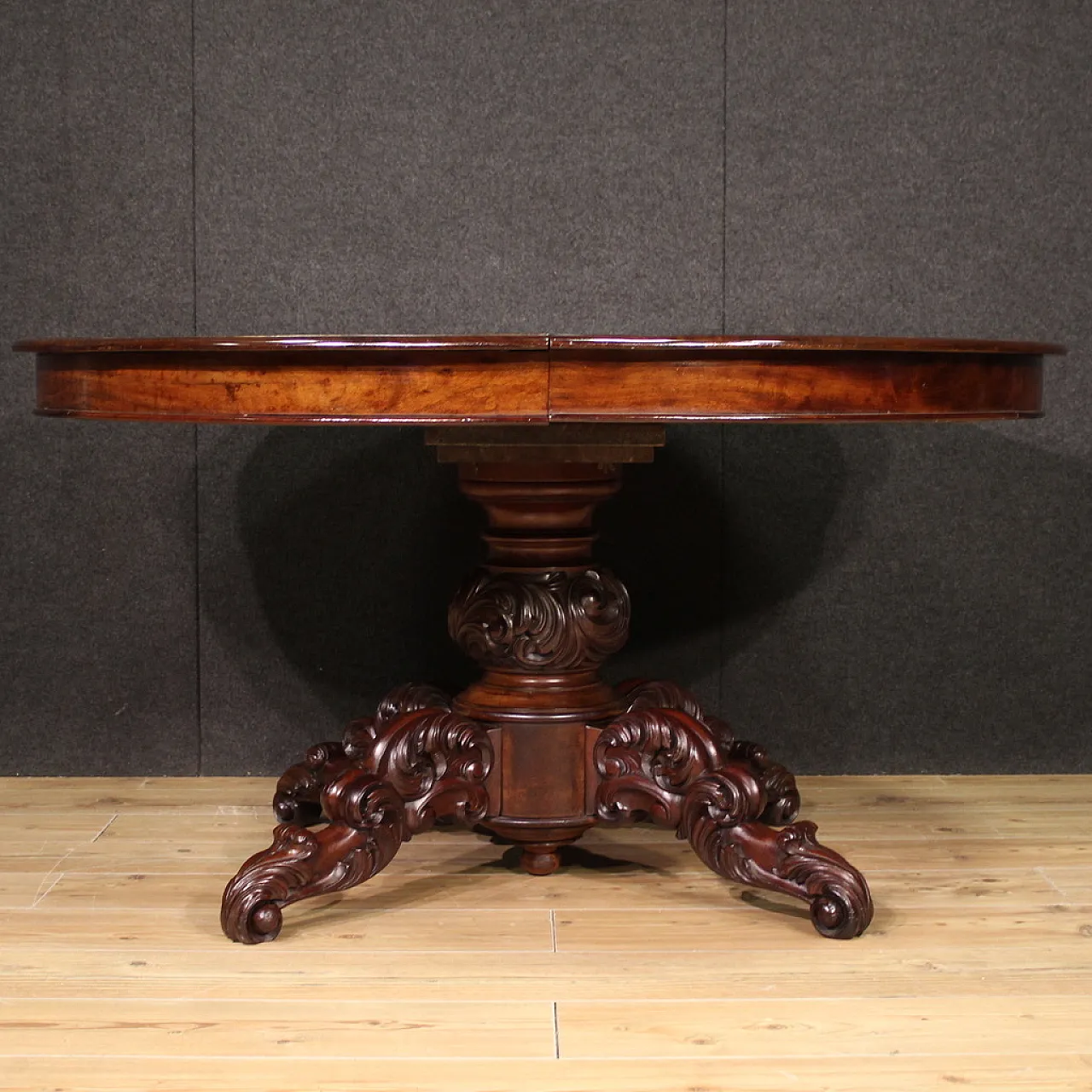 Extendable round table in mahogany wood, '800 3
