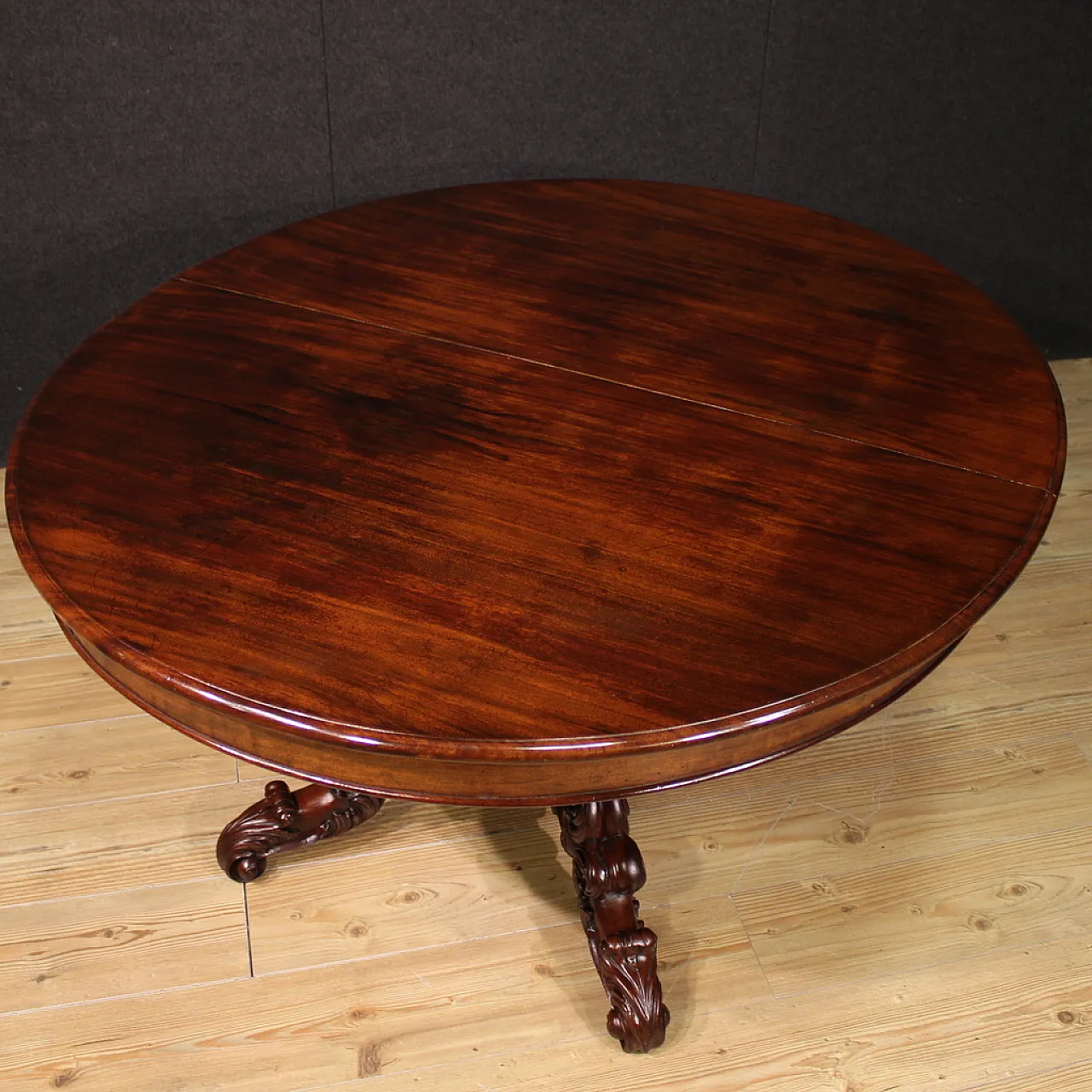 Extendable round table in mahogany wood, '800 9