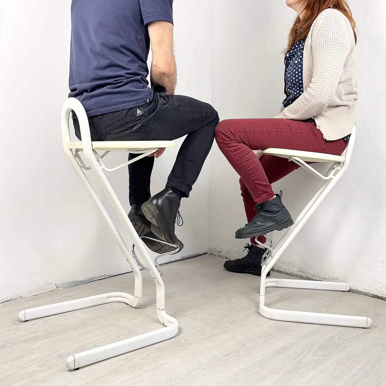 Pair of white stools, 80s 11