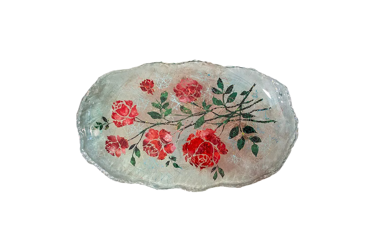 Centrotavola grande in vetro spesso, anni '50 7