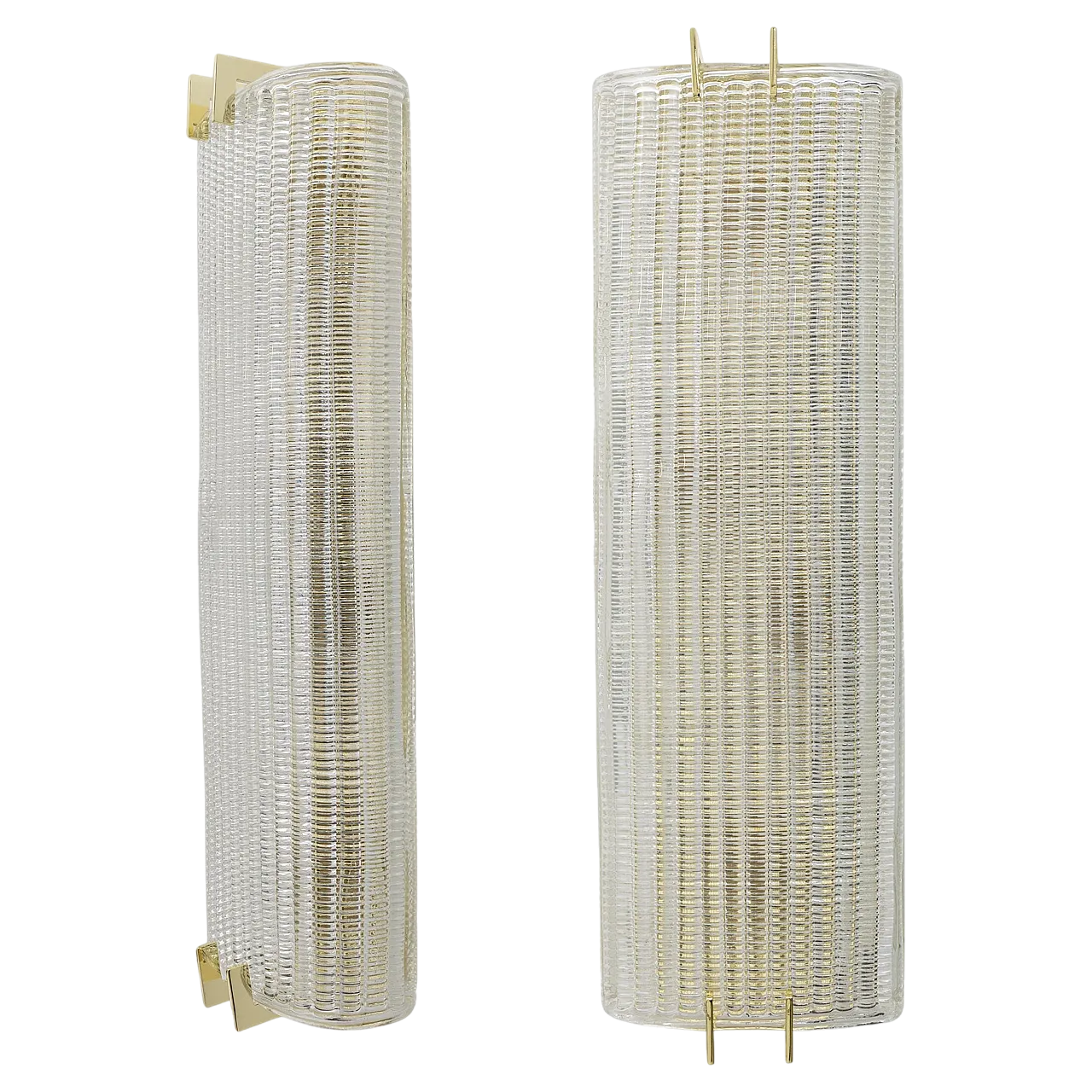 Pair of brass and Murano glass textured wall sconces, 2000s 13