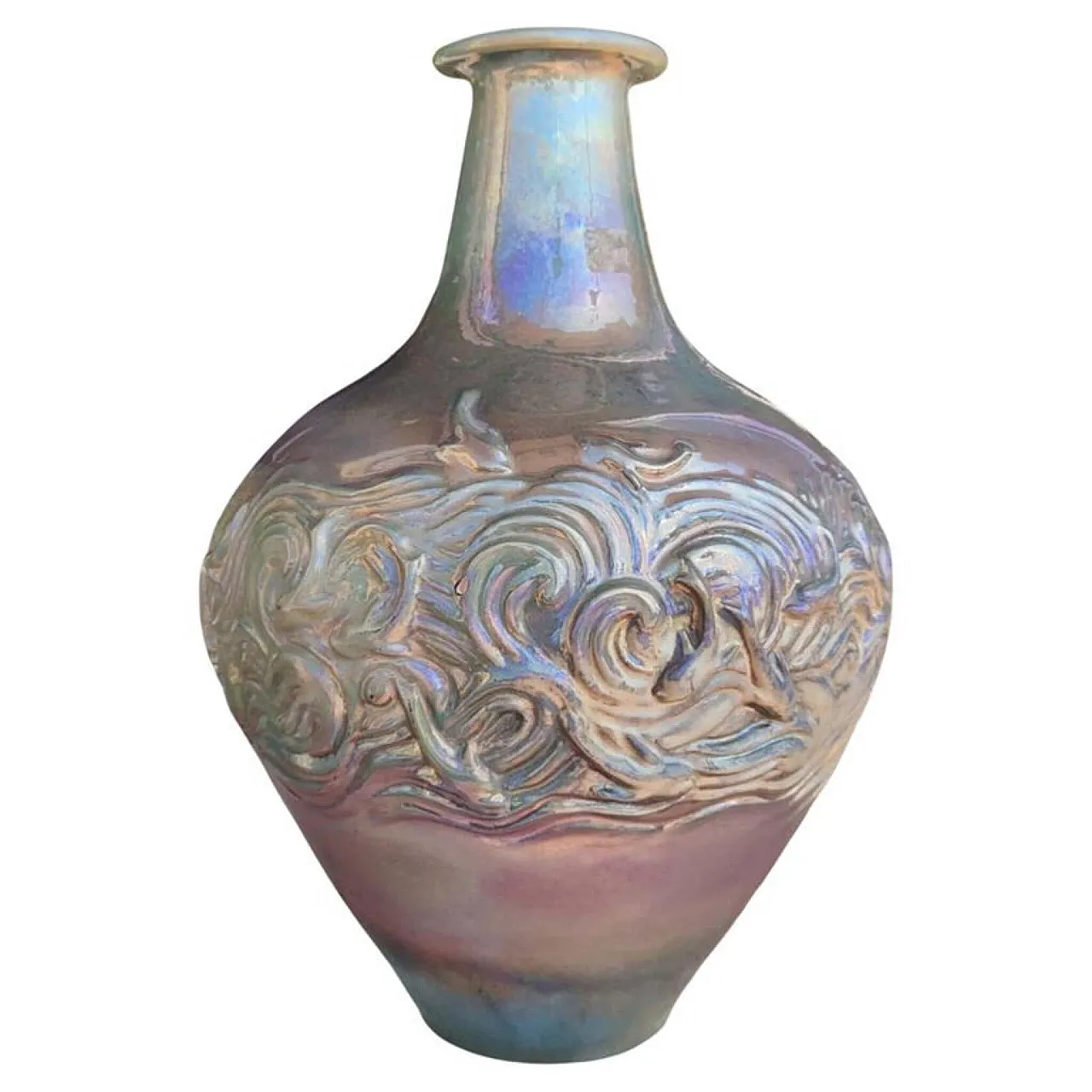 Iridescent ceramic vase Art déco fantinelli Faenza, 30s 1