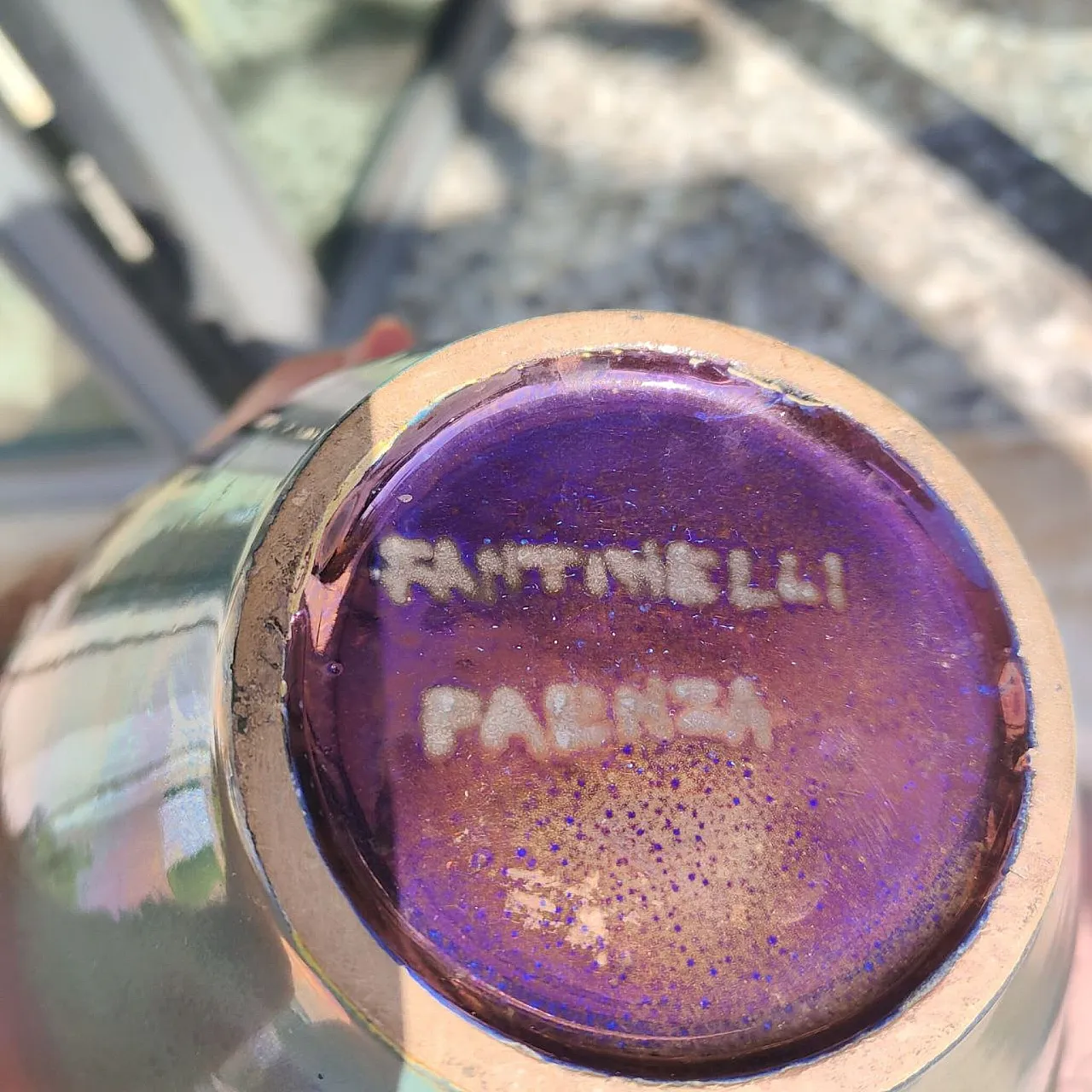 Iridescent ceramic vase Art déco fantinelli Faenza, 30s 6