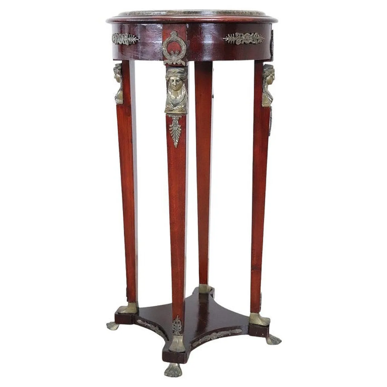 Guéridon wooden marble table, 80s 1