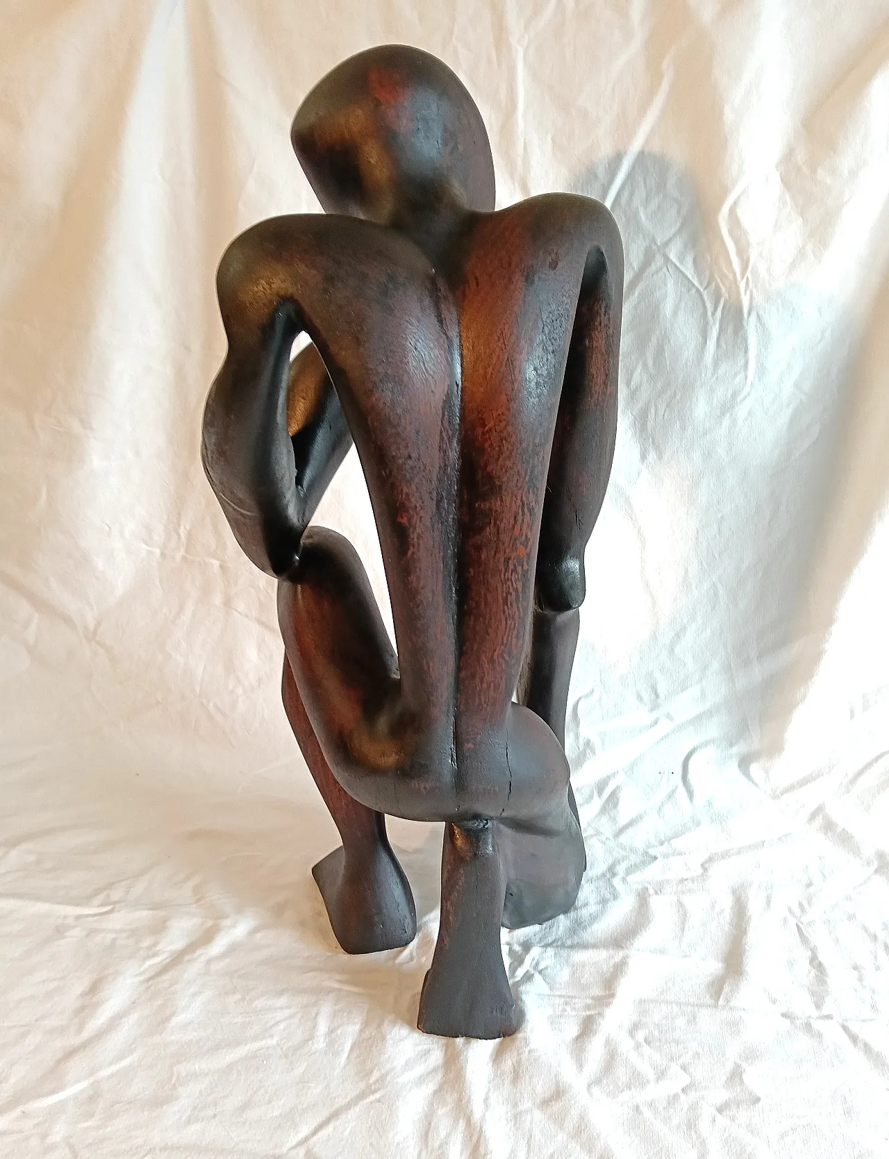 Scultura africana in legno di teak tinto nero, anni '90 2