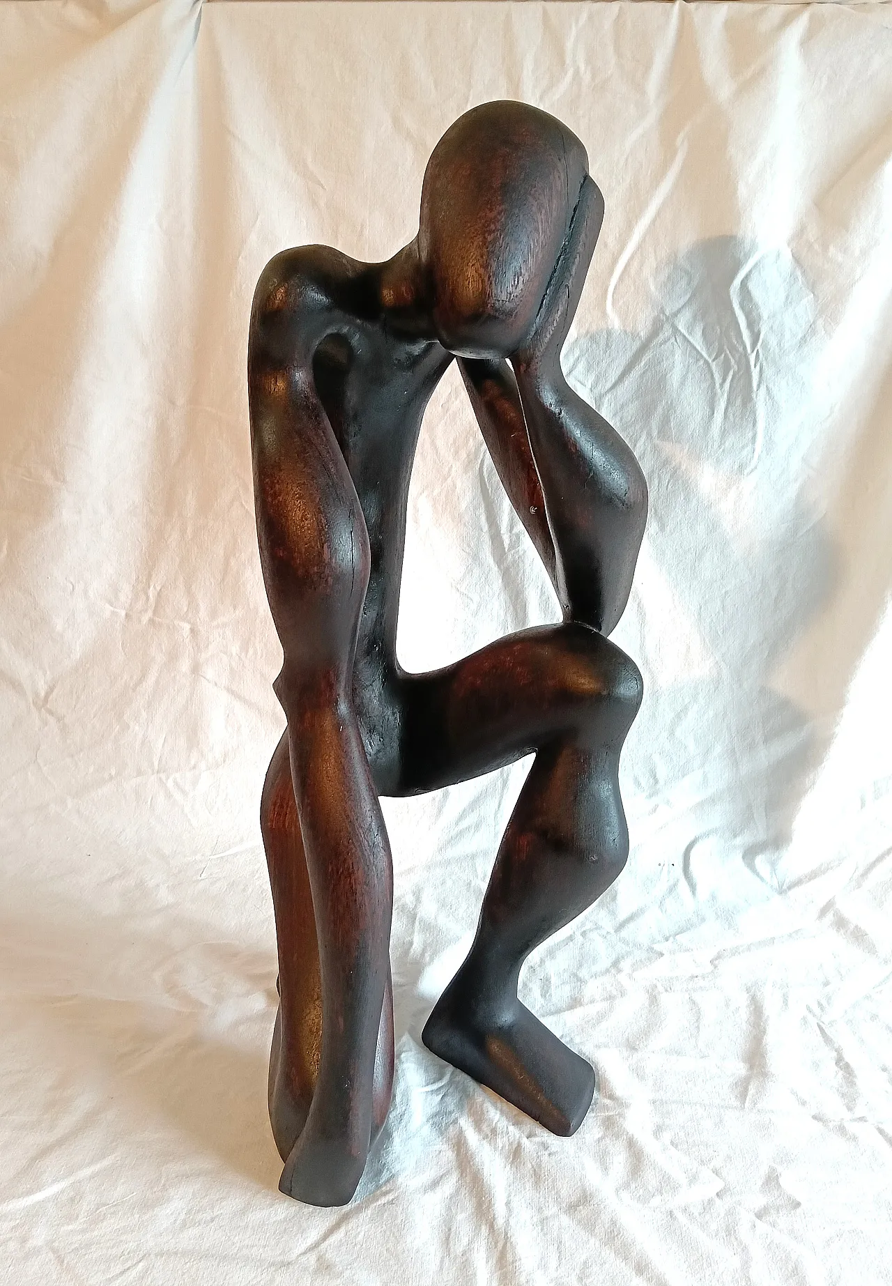 Scultura africana in legno di teak tinto nero, anni '90 3
