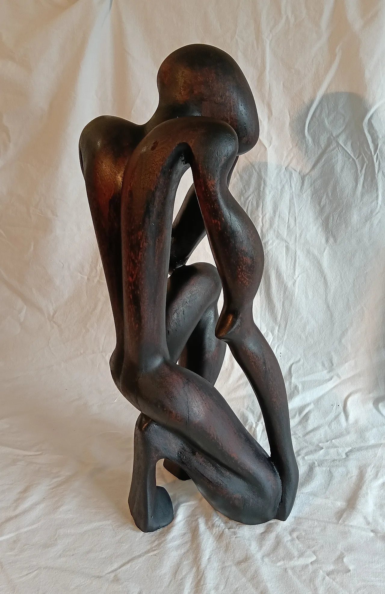 Scultura africana in legno di teak tinto nero, anni '90 4