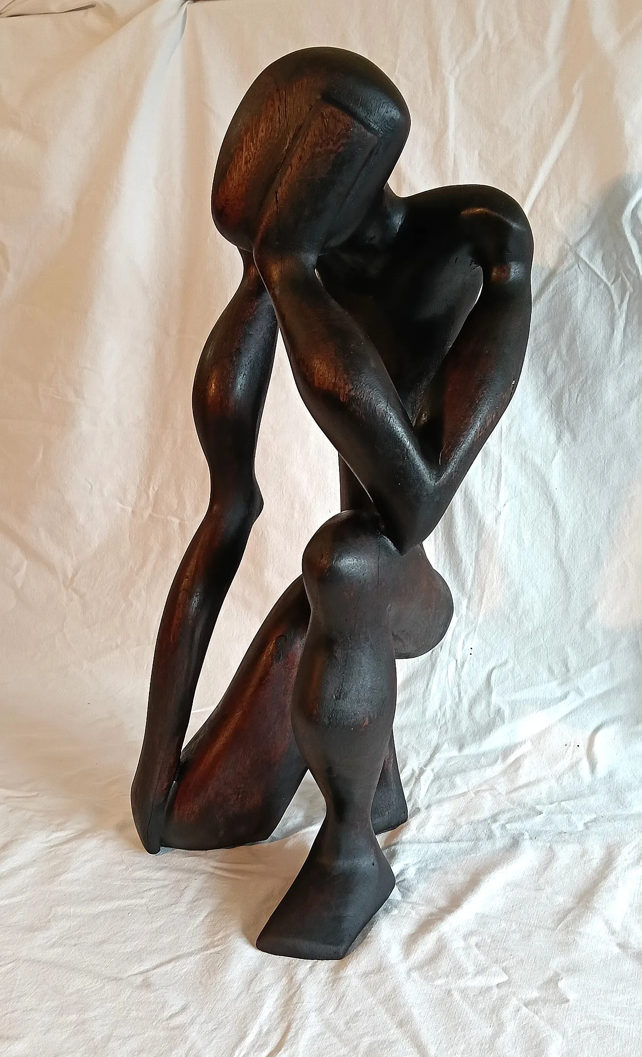 Scultura africana in legno di teak tinto nero, anni '90 6