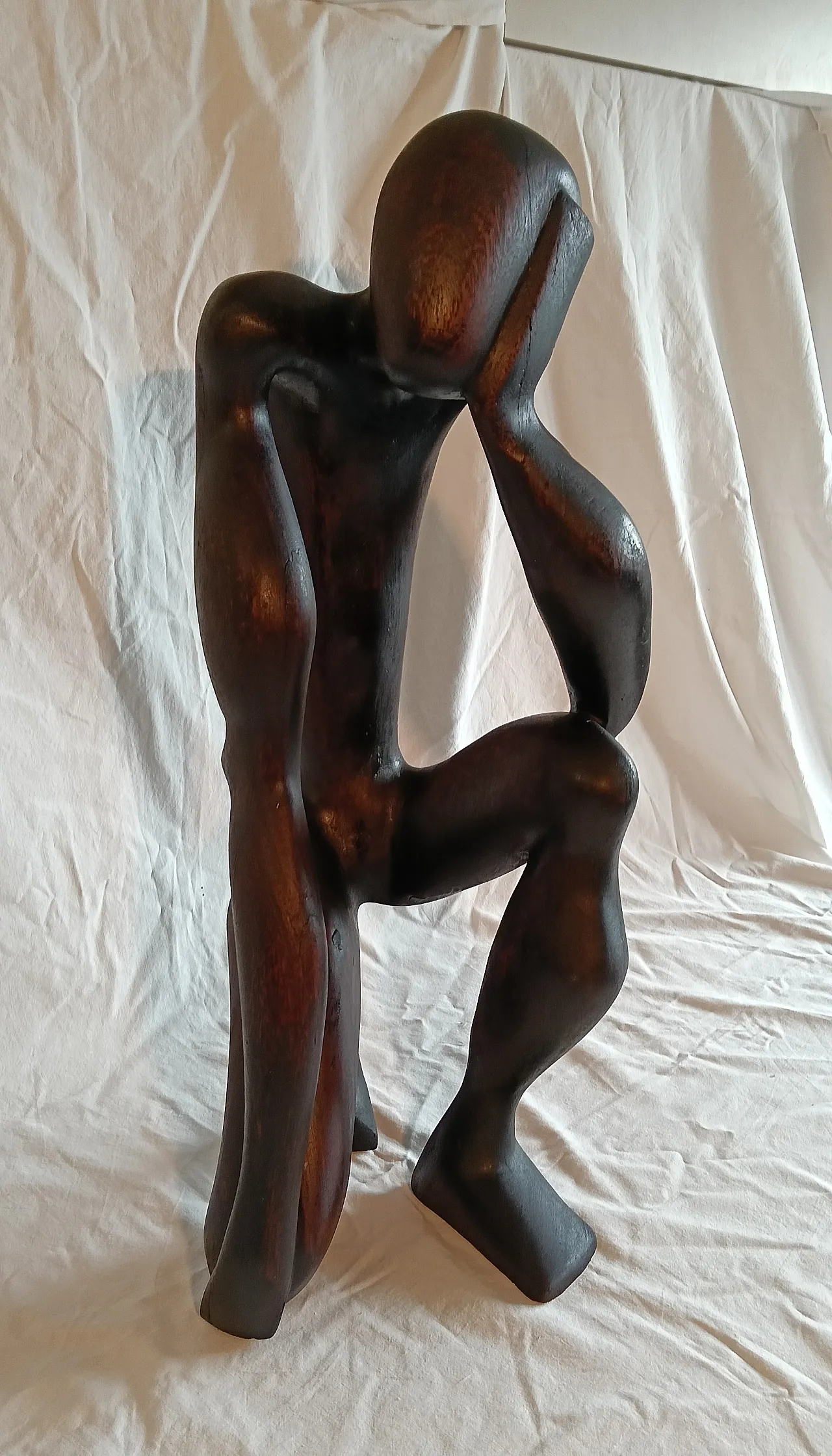 Scultura africana in legno di teak tinto nero, anni '90 7