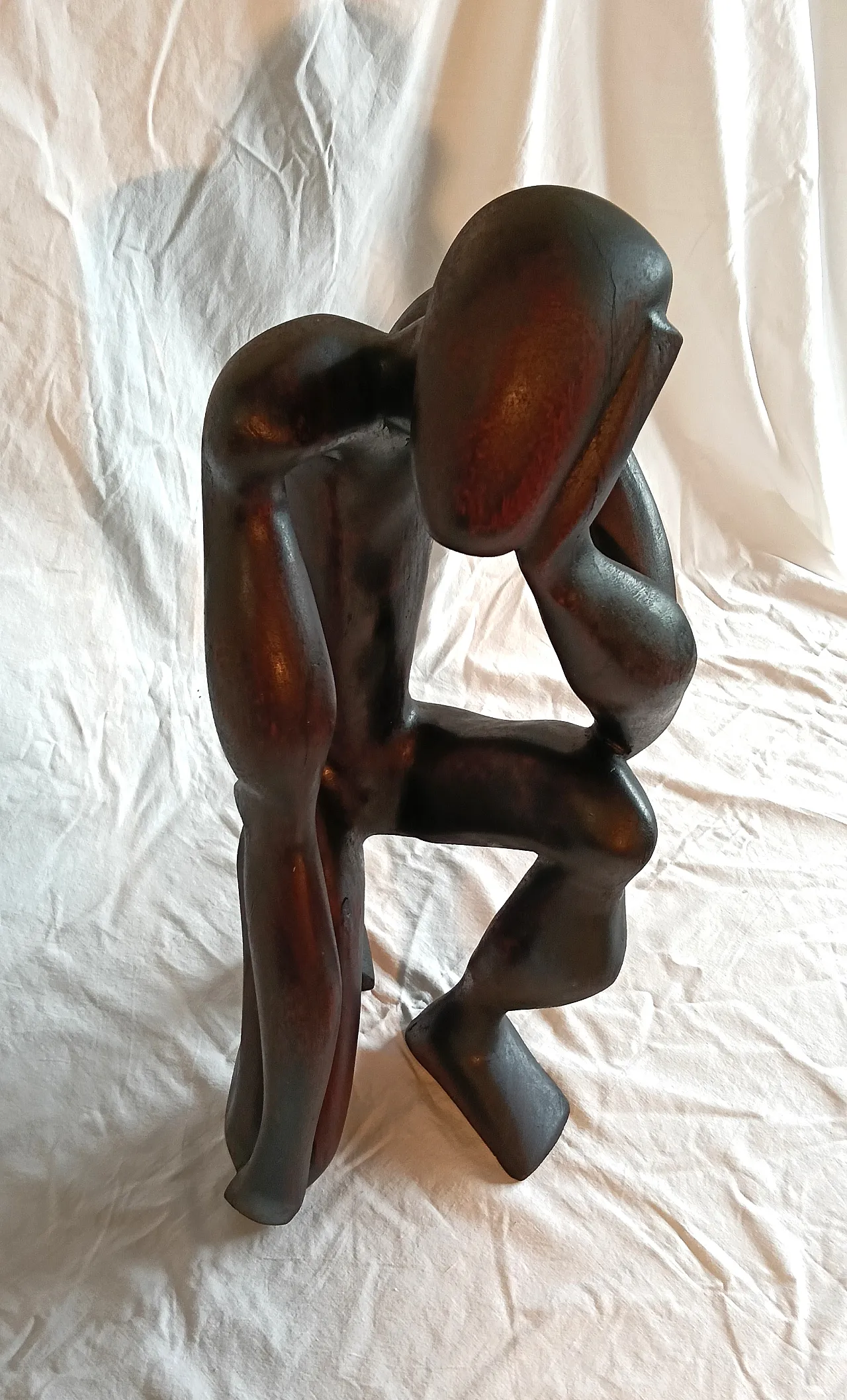 Scultura africana in legno di teak tinto nero, anni '90 8