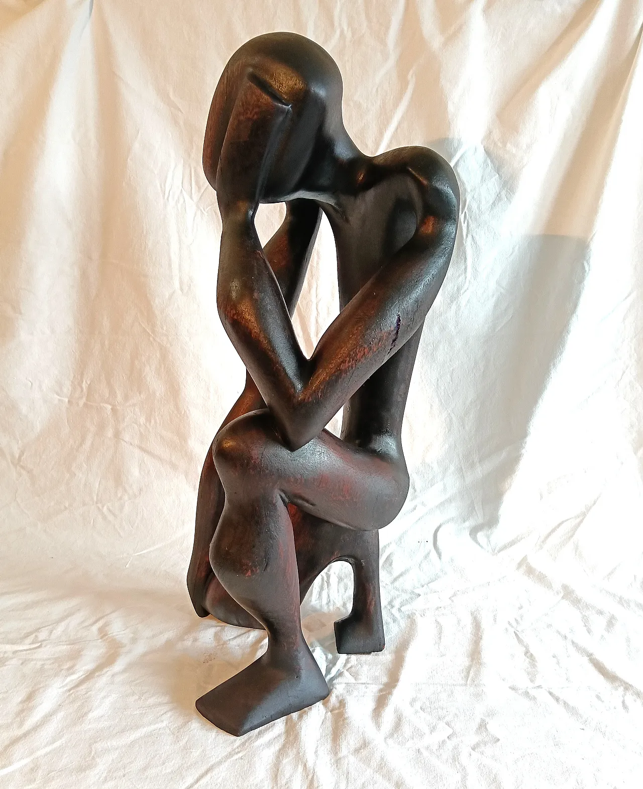 Scultura africana in legno di teak tinto nero, anni '90 10
