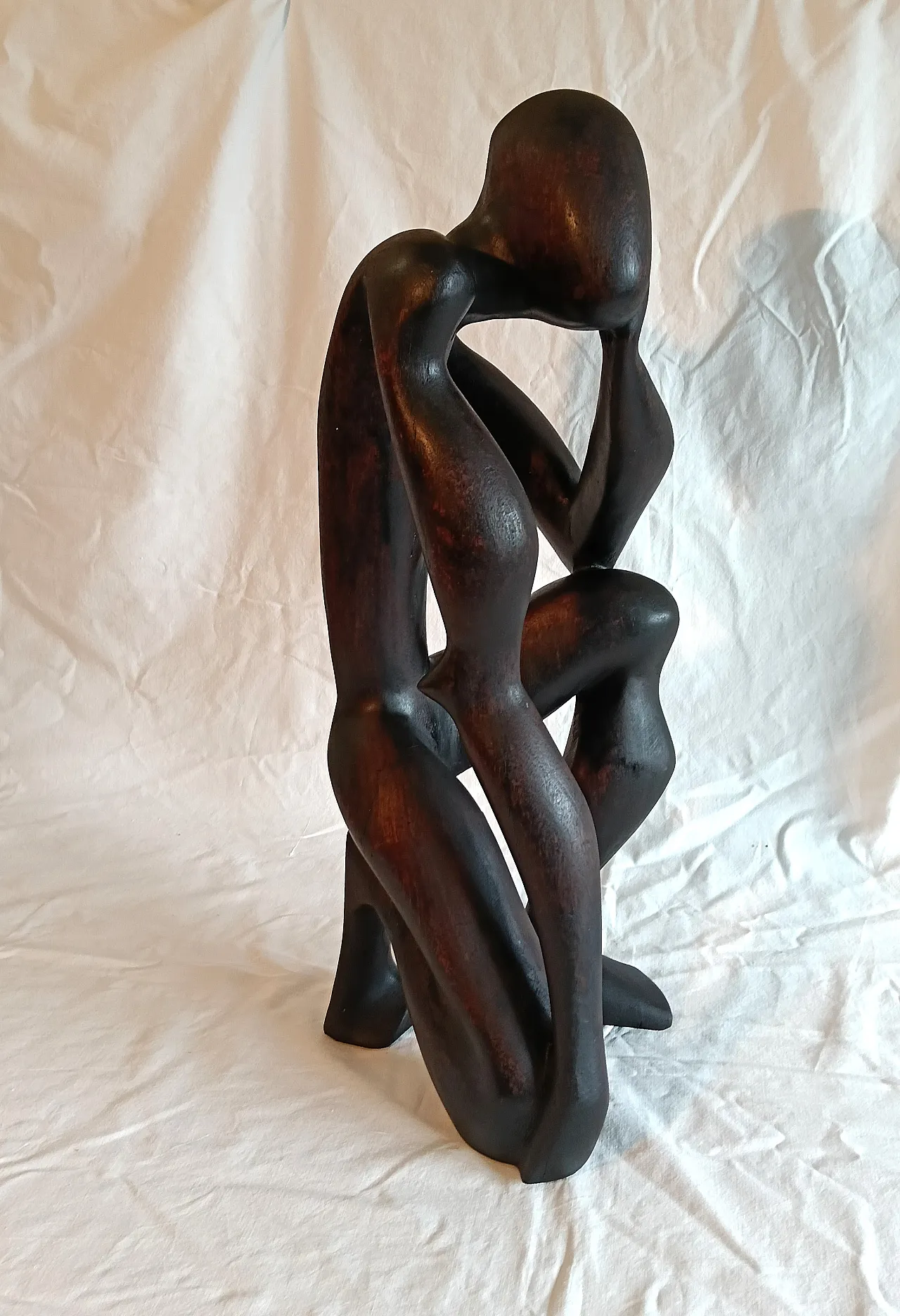 Scultura africana in legno di teak tinto nero, anni '90 13
