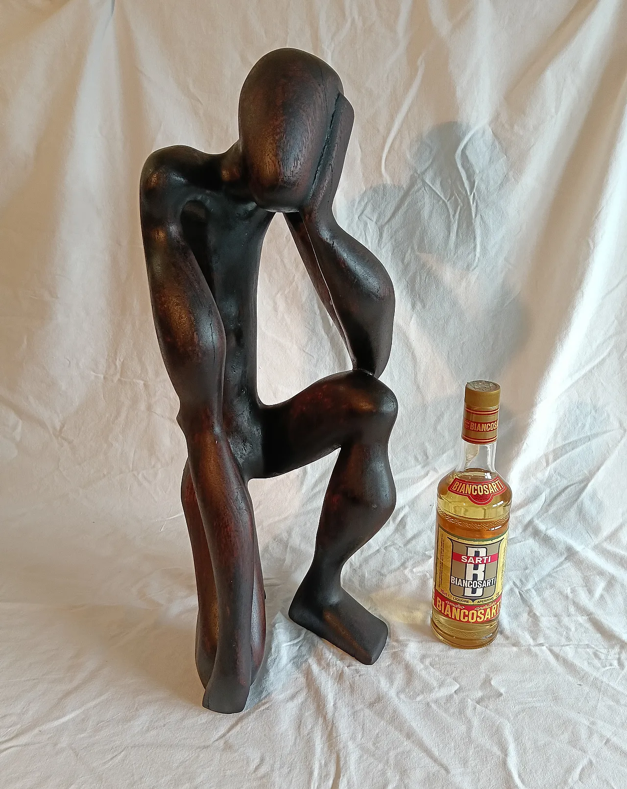 Scultura africana in legno di teak tinto nero, anni '90 14