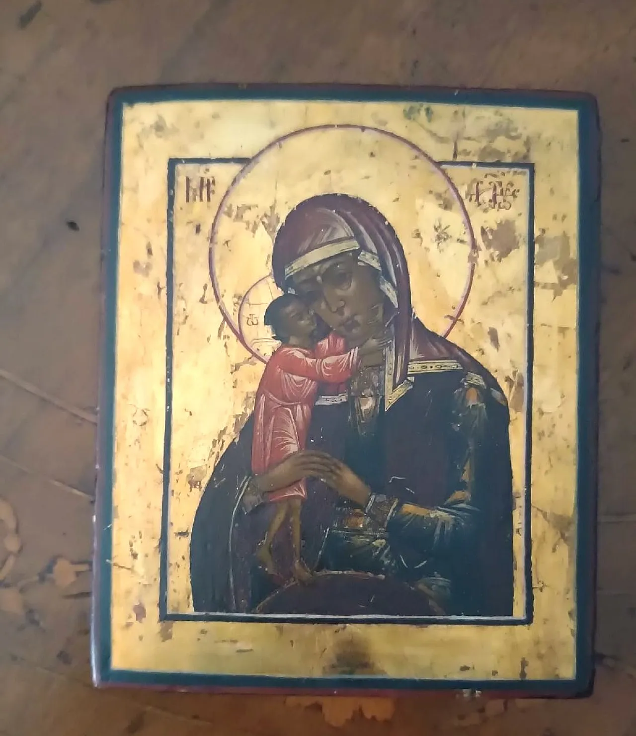 Virgin of Vladimir on a gilded background, 19th century 1