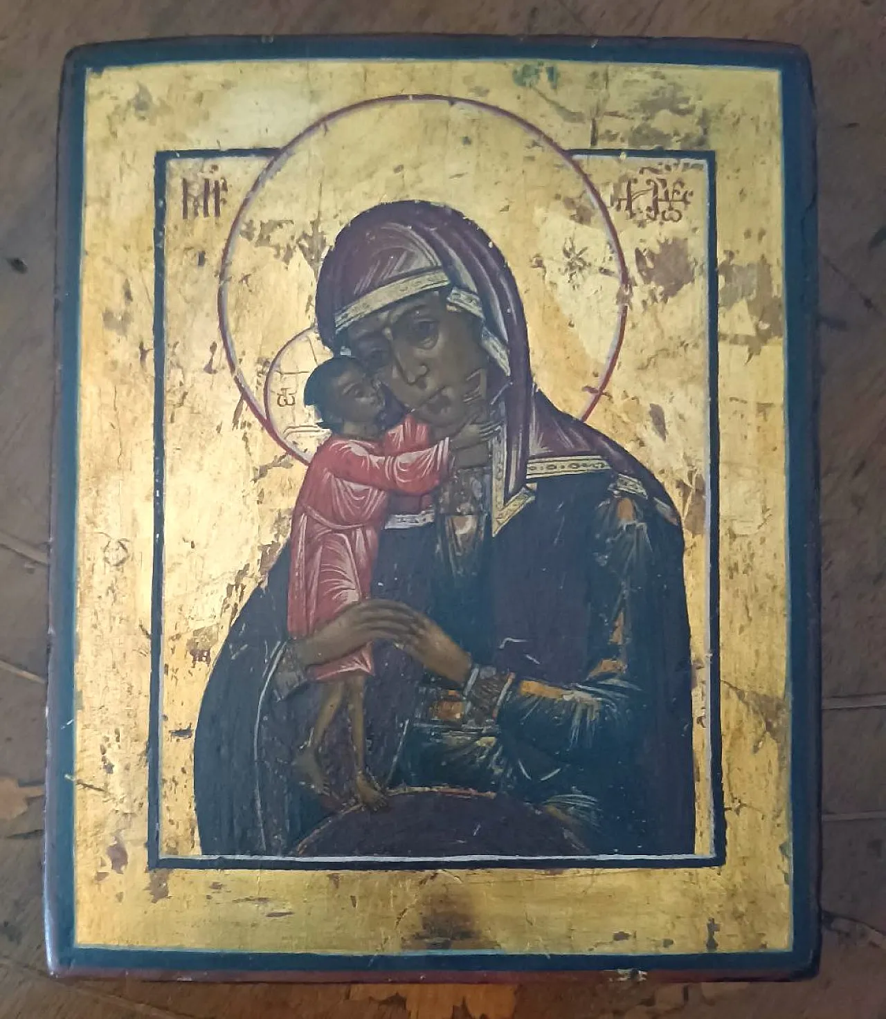 Virgin of Vladimir on a gilded background, 19th century 2