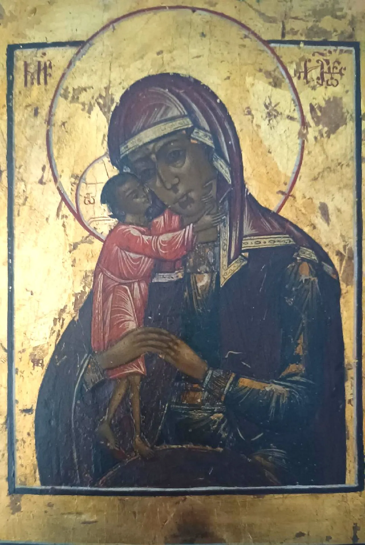 Virgin of Vladimir on a gilded background, 19th century 4