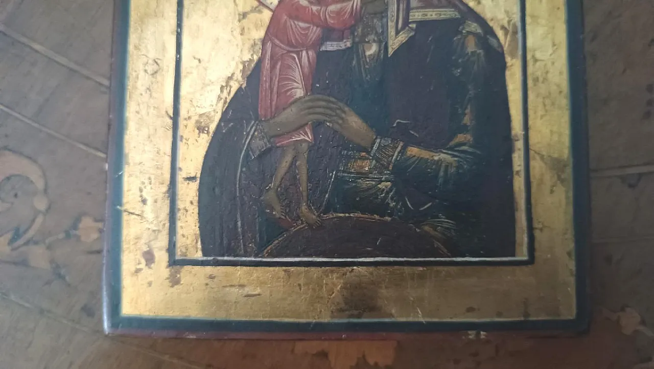 Virgin of Vladimir on a gilded background, 19th century 7