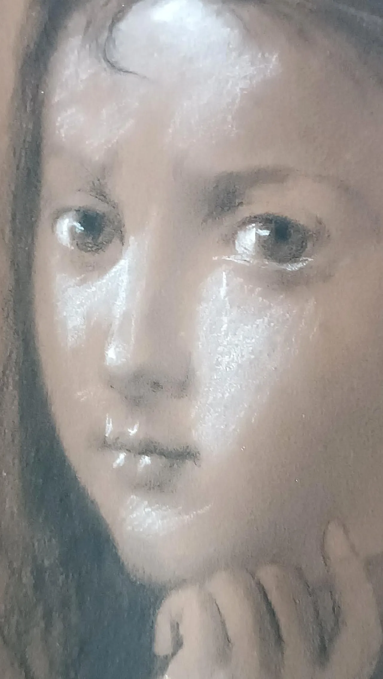 Female Portrait by Borsa, charcoal and pencil drawing, 19th century 5