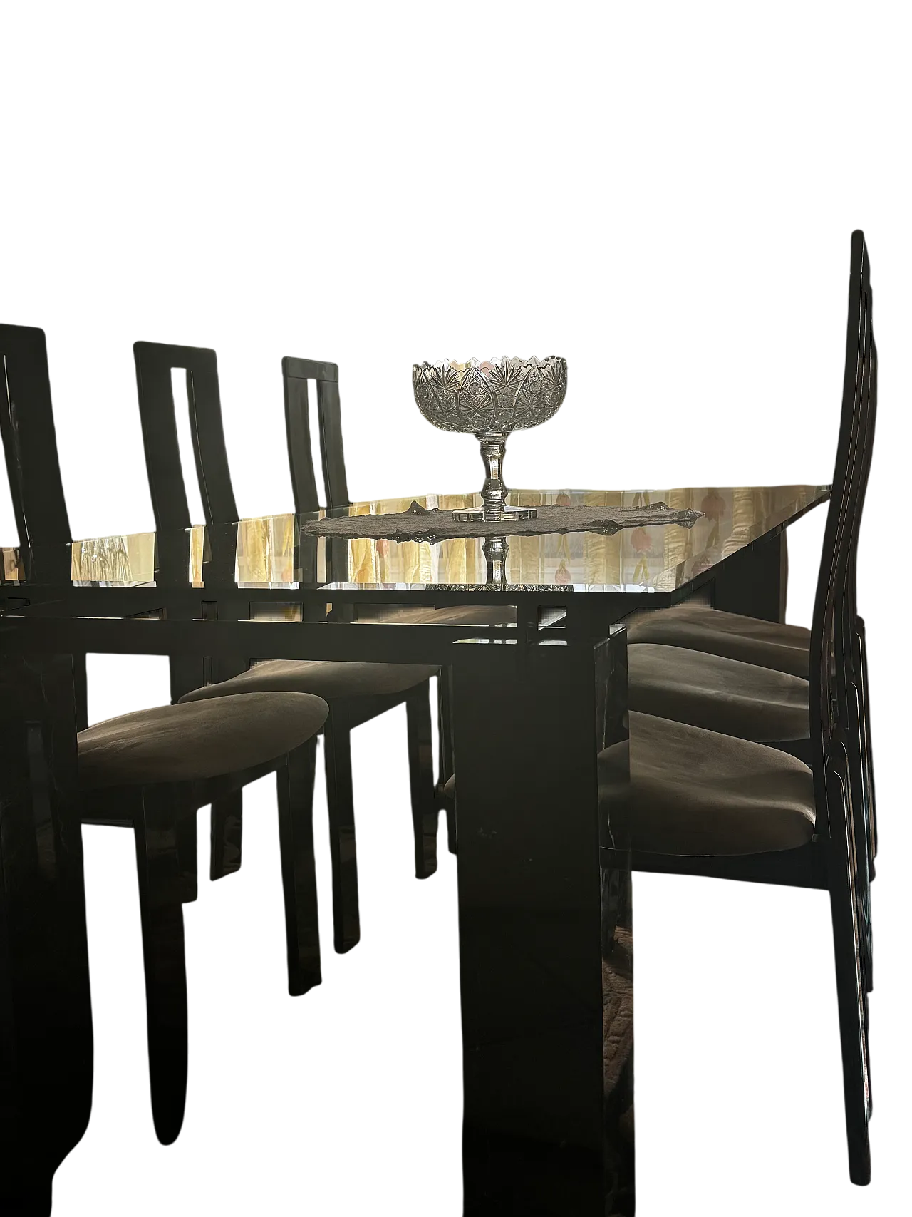 Tavolo cristallo molato e marmo, anni '90 8