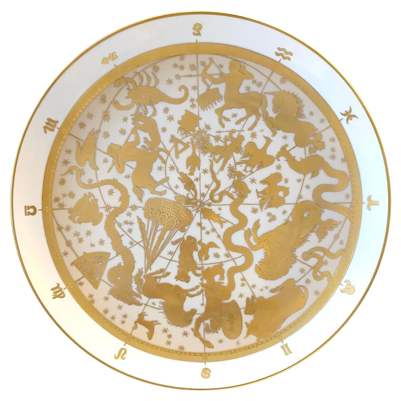 Morbelli 24k Gold and White Porcelain Wall Plate "Planisfero Celeste", Italy 13