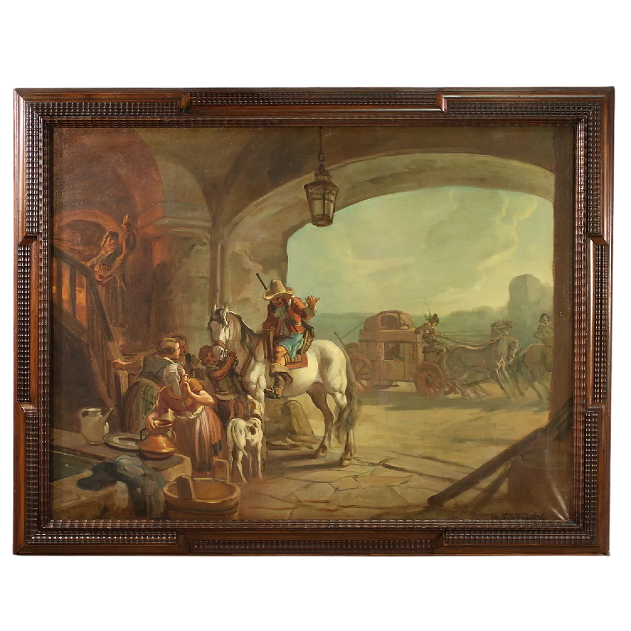 Mattia Traverse, Genre scene, oil painting signed, 20th century 16
