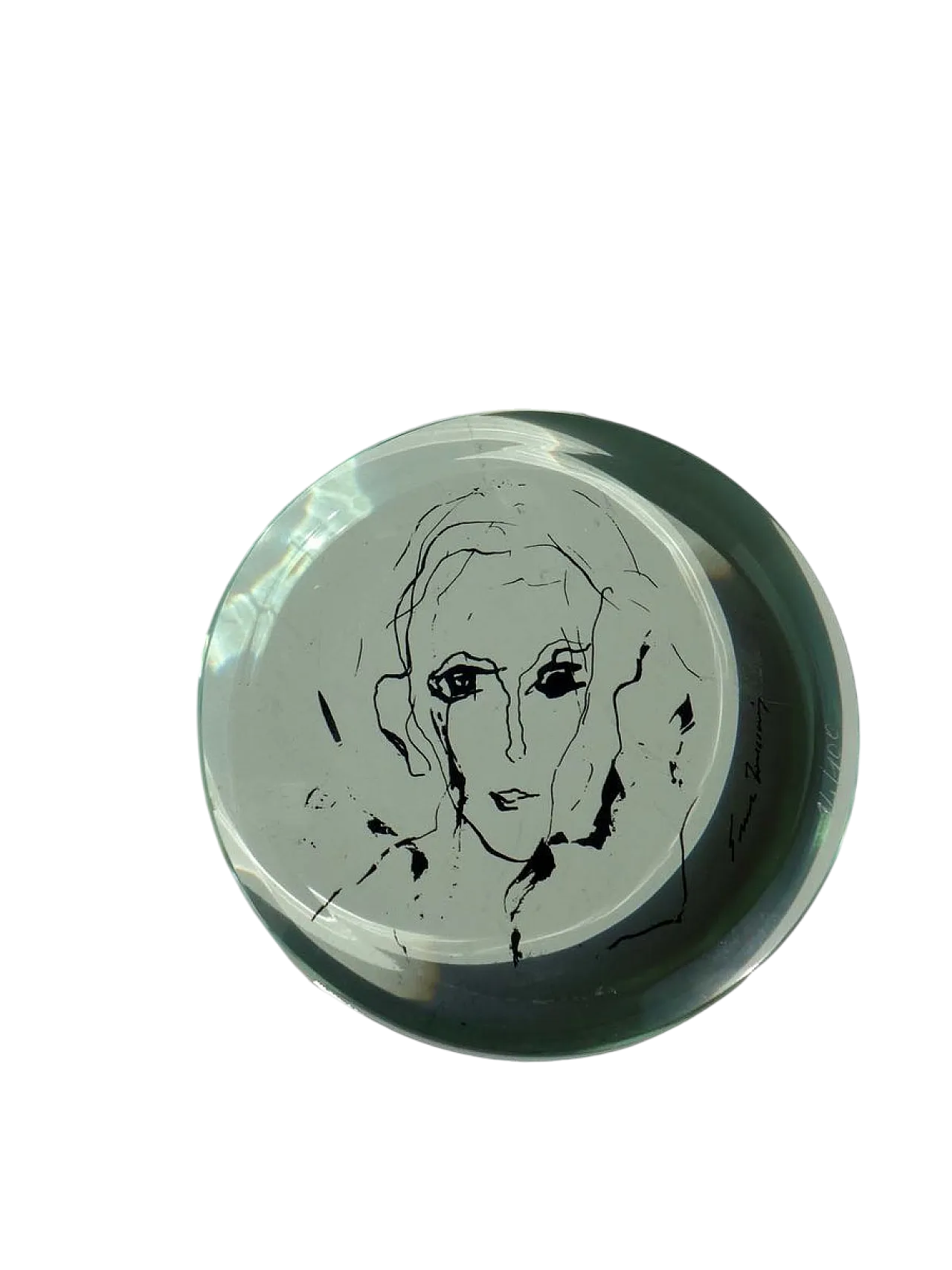 Fermacarte Serigraph in cristallo di Ernesto Treccani, anni '70 4