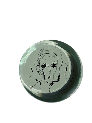 Fermacarte Serigraph in cristallo di Ernesto Treccani, anni '70