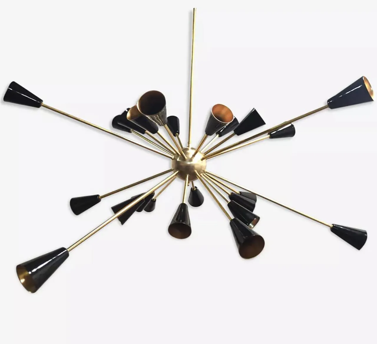 24 light Sputnik chandelier in brass and bronze, 50s 1