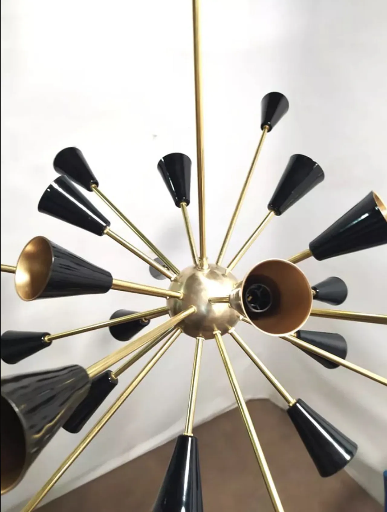 24 light Sputnik chandelier in brass and bronze, 50s 2