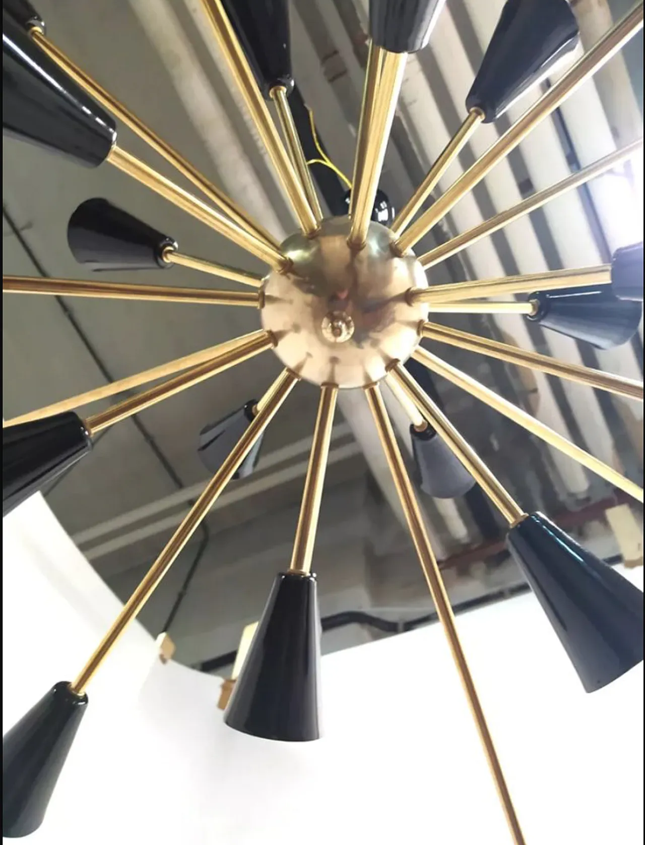 24 light Sputnik chandelier in brass and bronze, 50s 5