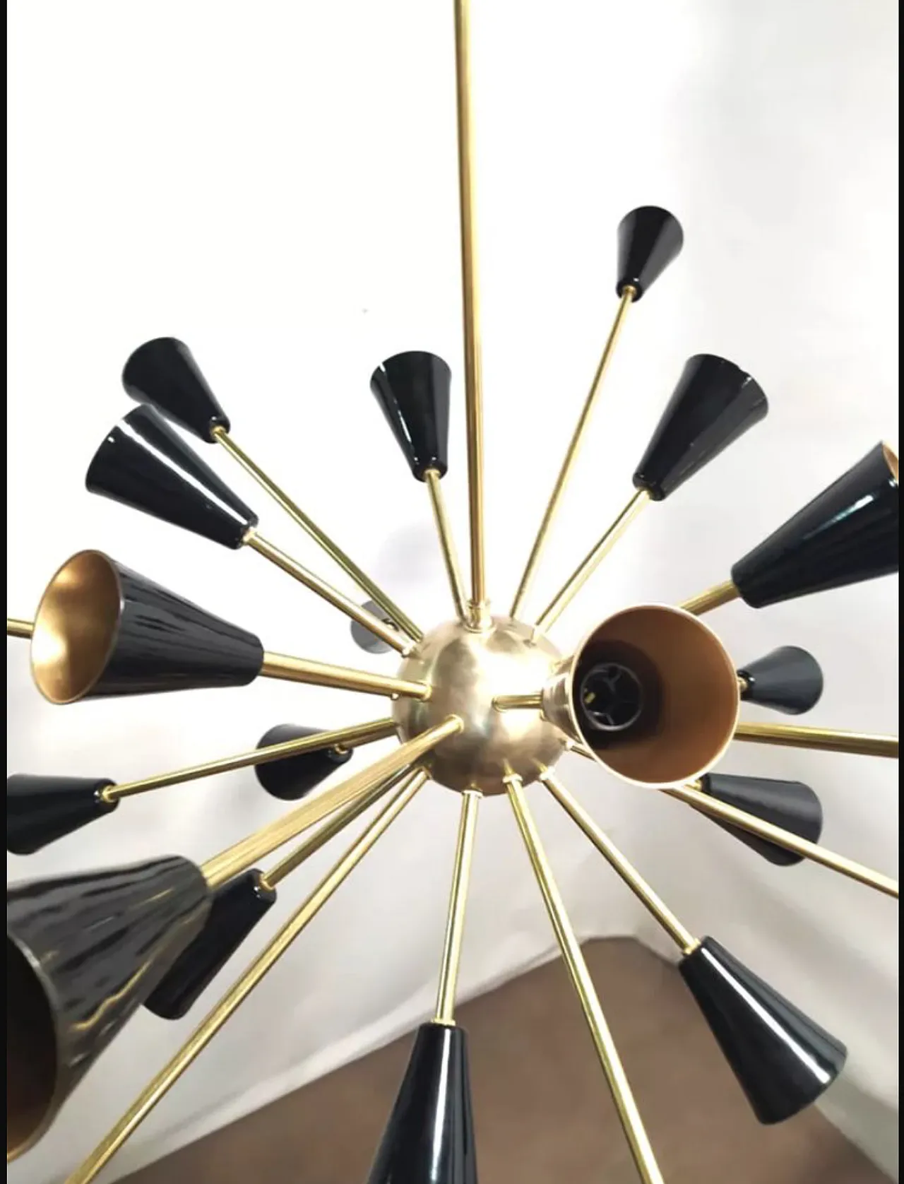 24 light Sputnik chandelier in brass and bronze, 50s 8