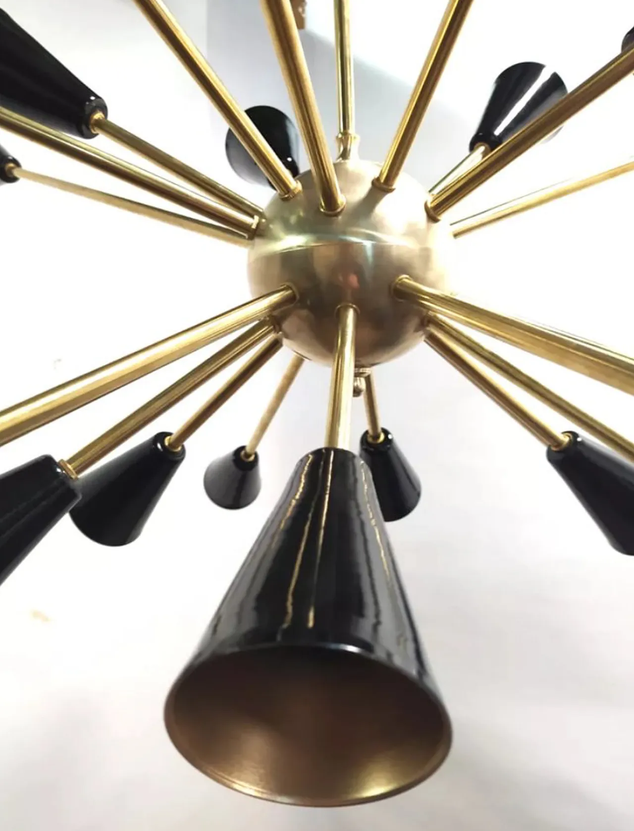24 light Sputnik chandelier in brass and bronze, 50s 9