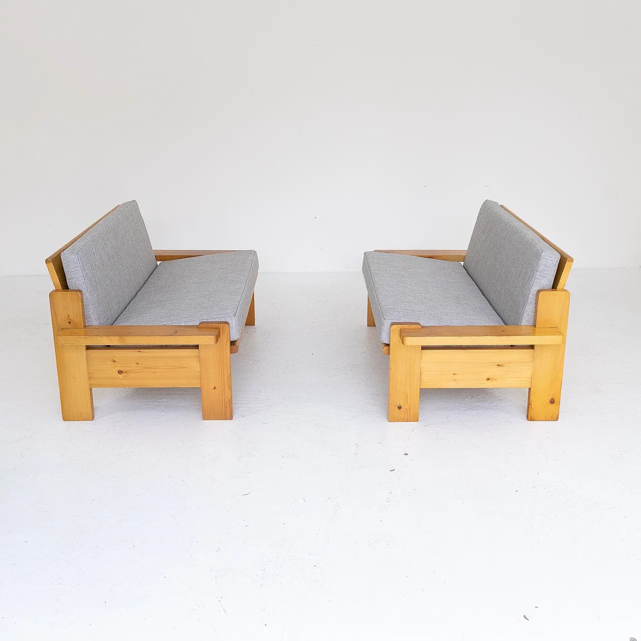 Pair of fir sofas, 1970s 3