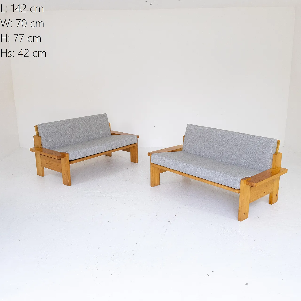 Pair of fir sofas, 1970s 8