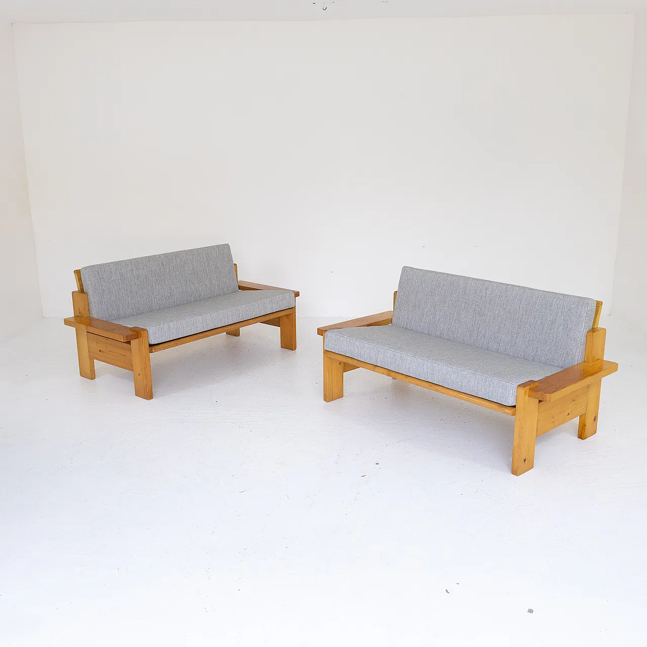 Pair of fir sofas, 1970s 9
