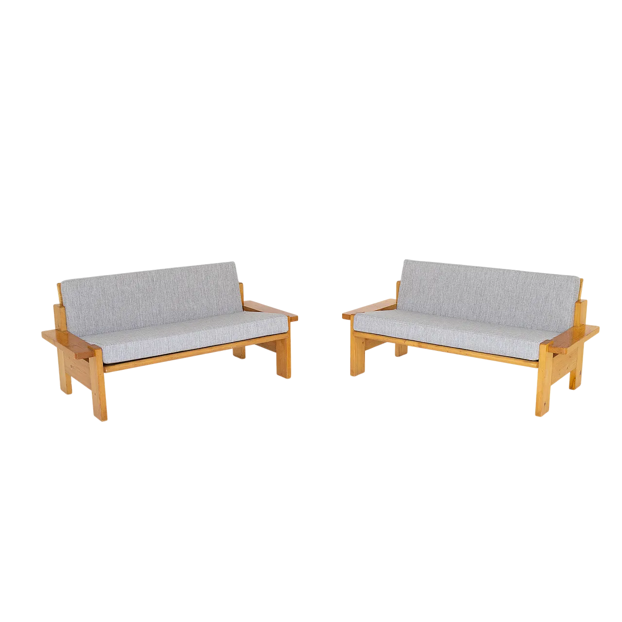 Pair of fir sofas, 1970s 10