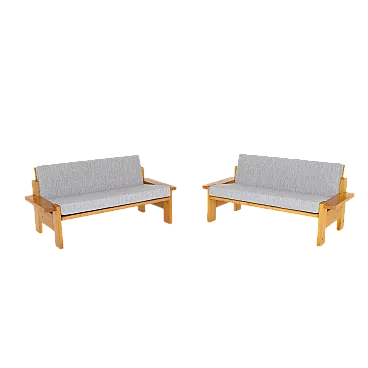 Pair of fir sofas, 1970s