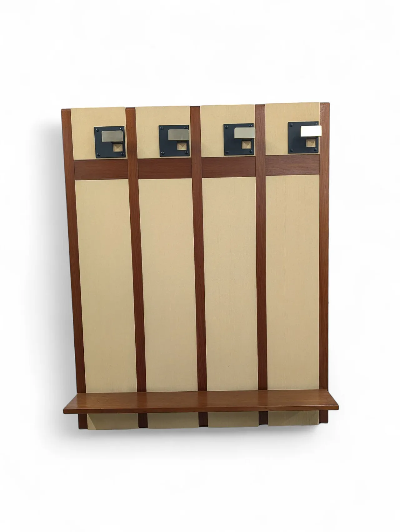 Appendiabiti da ingresso in ottone e legno, anni '70 1