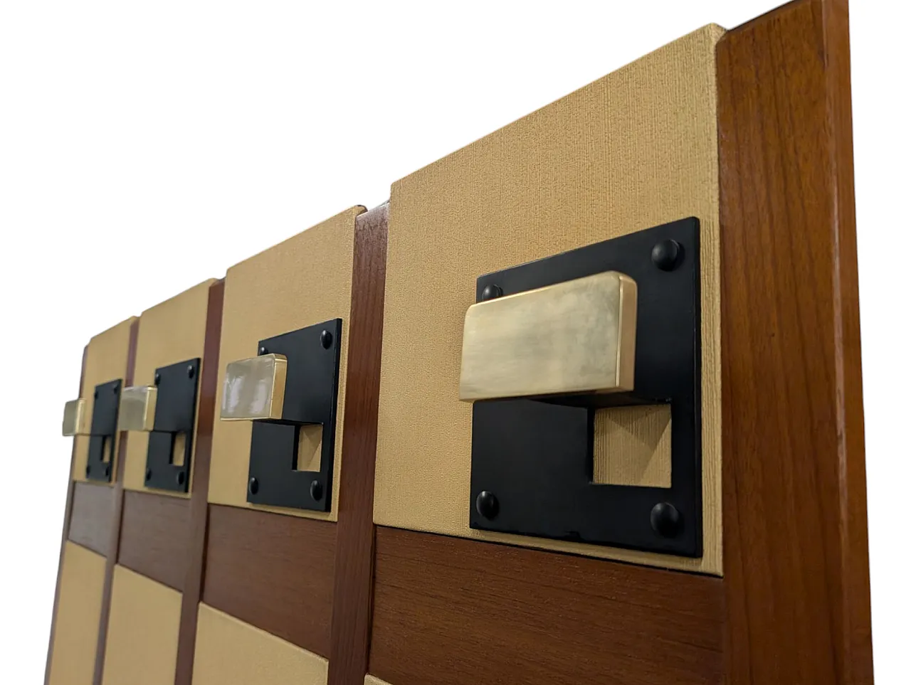 Appendiabiti da ingresso in ottone e legno, anni '70 2