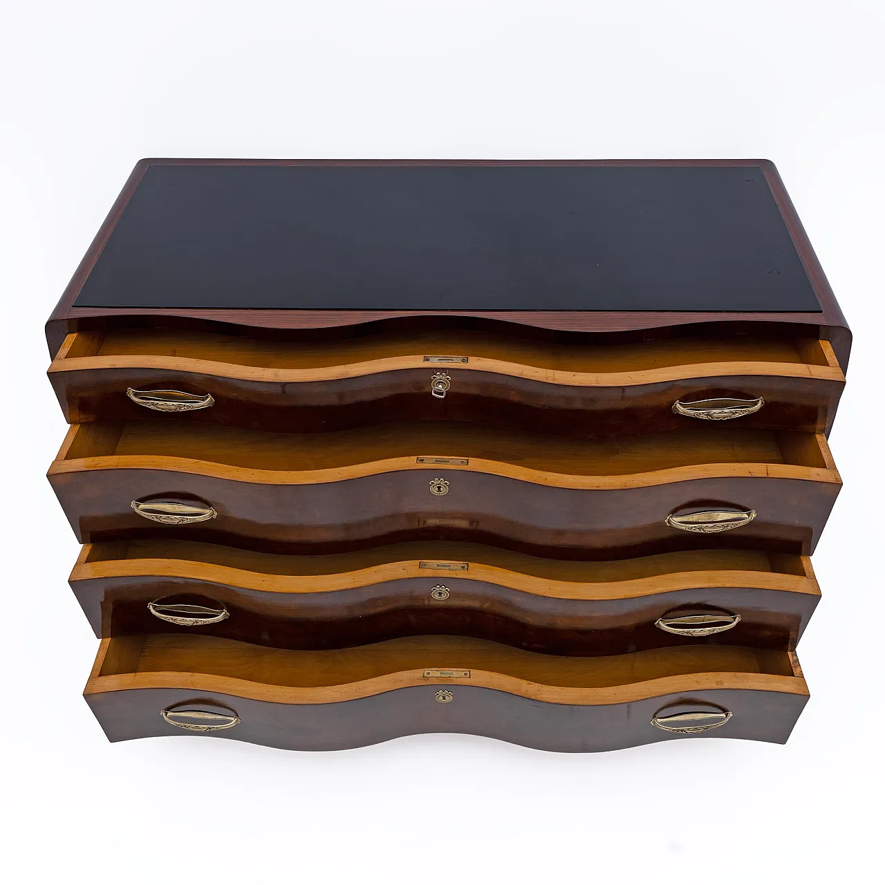 Cassettiera curvilinea in radice di Thuja in stile Art Déco, anni '30 2