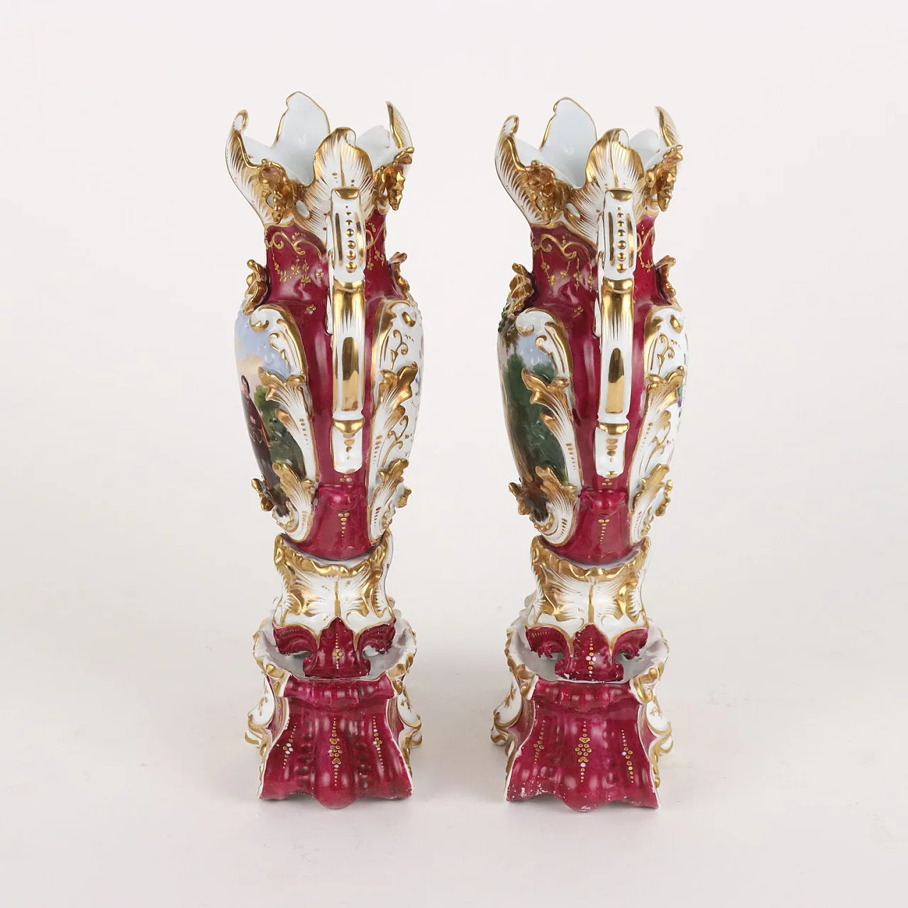 Coppia di vasi in porcellana Vecchia Parigi nello stile di Jacob Petit, '800 8