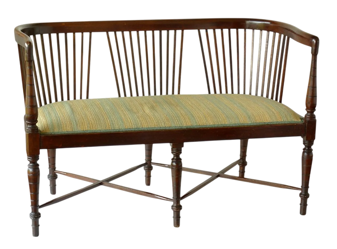 Panca Secessionista Art Noveau in legno, inizio XX secolo 11