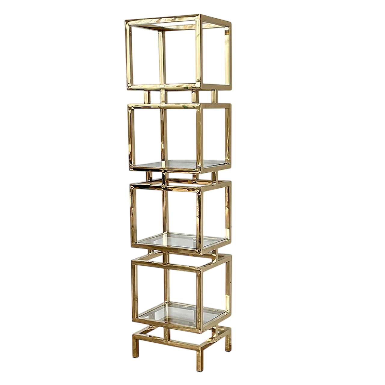 Libreria in ottone e vetro, 90s 8